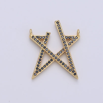 14K Gold Filled Black Micro Paved CZ Open Celestial Star Connector | F378
