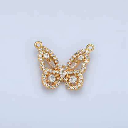 24K Gold Filled Clear Micro Paved CZ Open Butterfly Insect Connector | F443