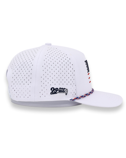 American Flag Rope Flat Bill Hat (white)