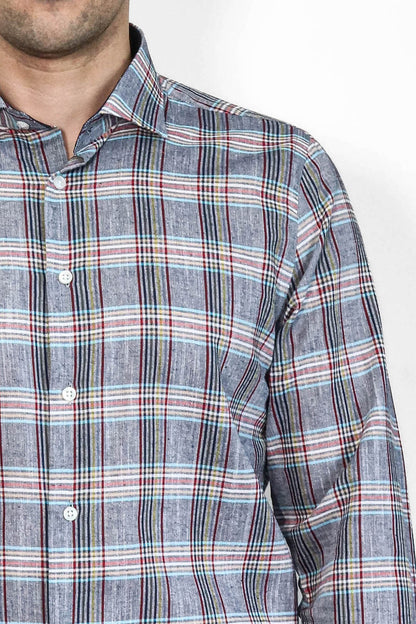 Casual Blue Plaid Shirt - Wessi