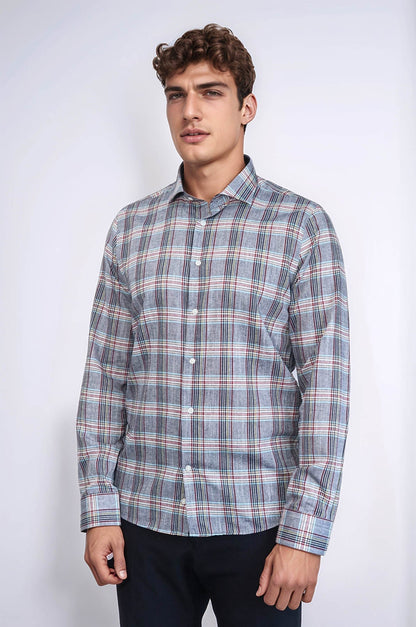 Casual Blue Plaid Shirt - Wessi