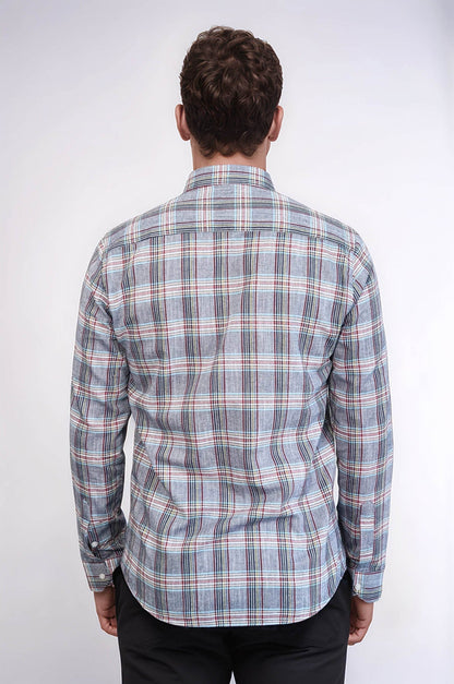Casual Blue Plaid Shirt - Wessi