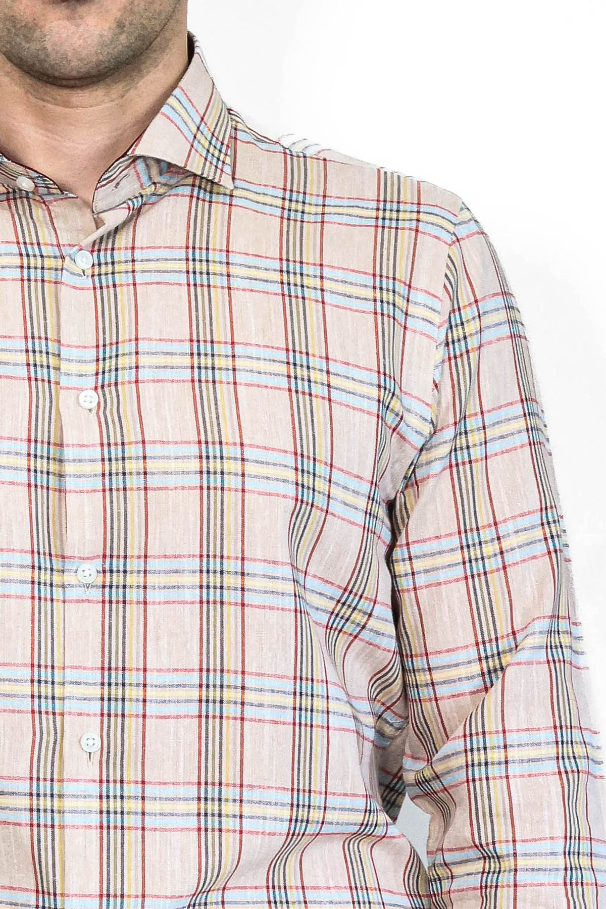 Beige Plaid Slim-Fit Shirt | Wessi - Wessi