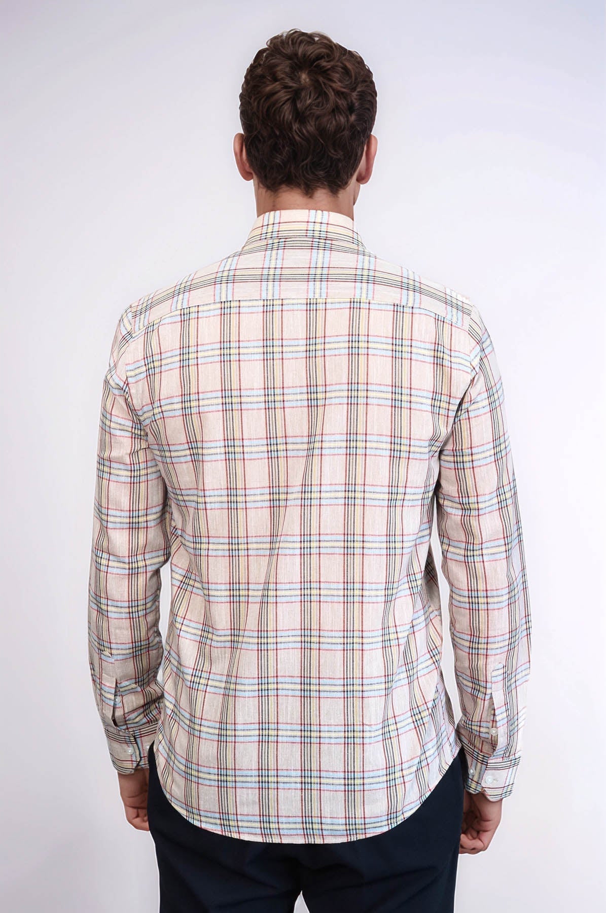 Beige Plaid Slim-Fit Shirt | Wessi - Wessi