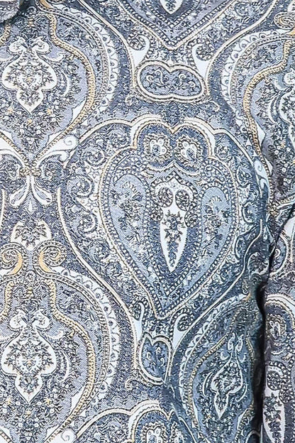 Damask Pattern Blue Slim Fit Shirt - Wessi
