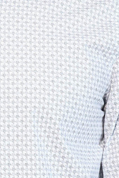 Houndstooth Pattern Slim Fit White Men Shirt - Wessi