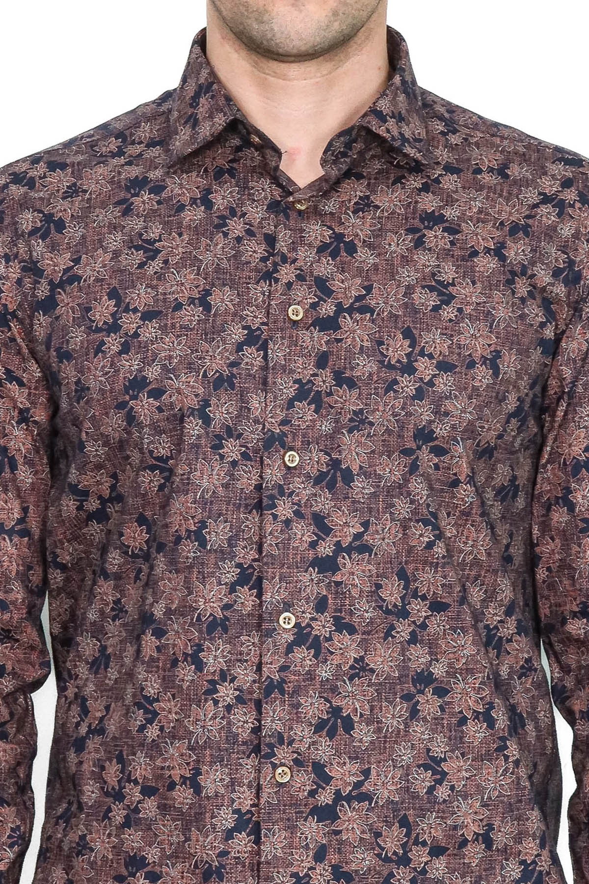 Bloom Patterned Brown Slim Fit Shirt - Wessi