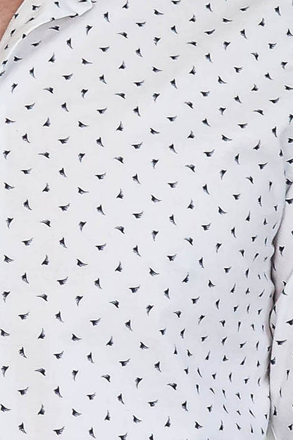 Men’s White Shirt with Minimal Black Pattern – Wessi