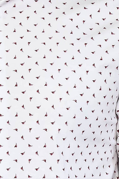 Men’s White Shirt with Minimal Burgundy Pattern – Wessi