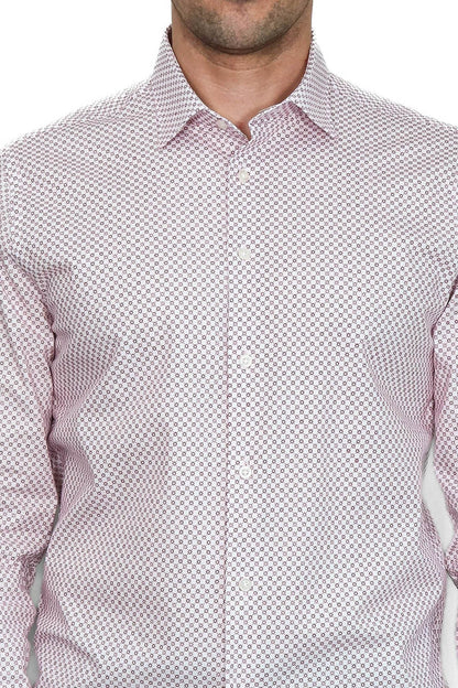 Claret Red Tiny Check Patterned Slim Fit Men Shirt - Wessi