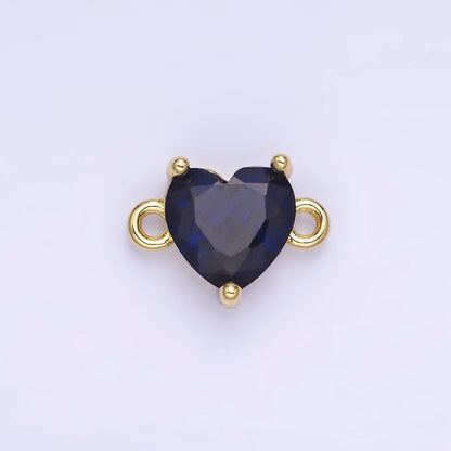14K Gold Filled 9mm  CZ Cubic Zirconia Heart Connector | G324