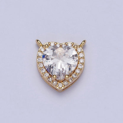 16K Gold Filled 11.5mm Clear Micro Paved CZ Heart Connector | G525