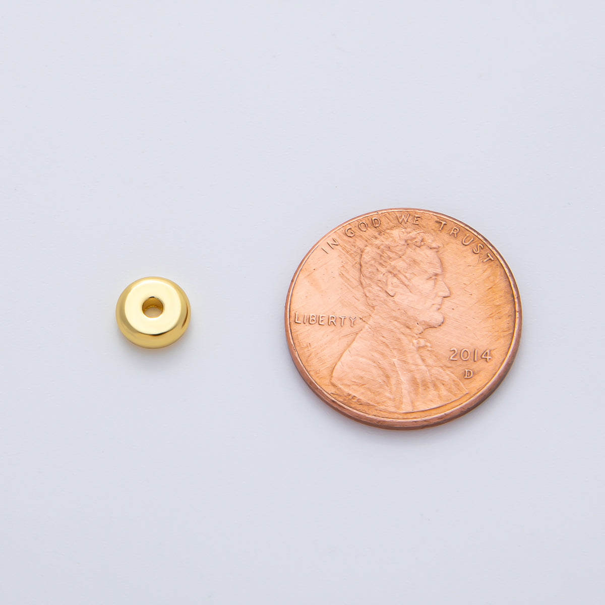 Gold 6mm Tiny Donut Rondelle Minimalist Spacer Bead in Gold &amp; Silver 10pcs  | B043