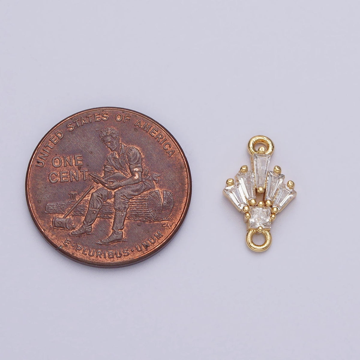18K Gold Filled Clear CZ Multiple Baguette Round Mini Connector in Gold &amp; Silver | Y841