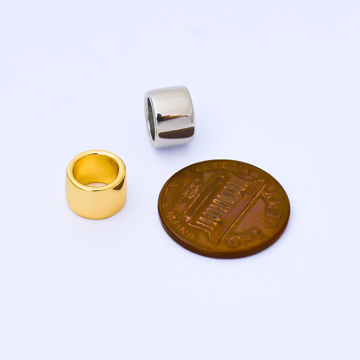 24K Gold Filled 9mm x 6mm Minimalist Wide Bead in Gold &amp; Silver | B487