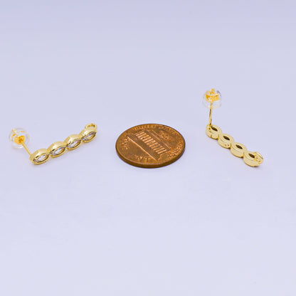 24K Gold Filled 23mm Clear CZ Marquise Drop Stud Earrings Finding | Z1271