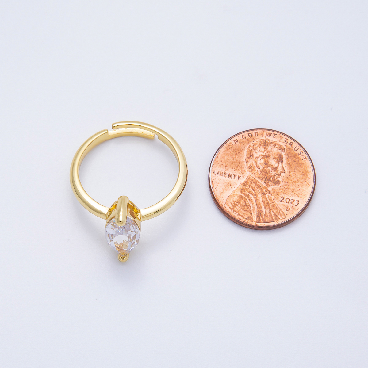 16K Gold Filled Clear CZ Marquise Solitaire Ring in Gold &amp; Silver | Rings-00120