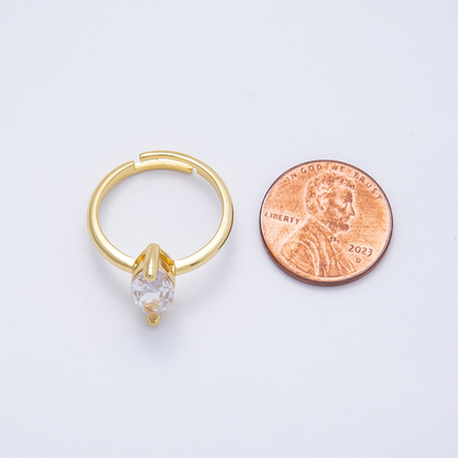 16K Gold Filled Clear CZ Marquise Solitaire Ring in Gold &amp; Silver | Rings-00120