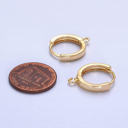 16K Gold Filled 15.5mm Huggie Open Loop Earrings Supply in Silver &amp; Gold | Z-335