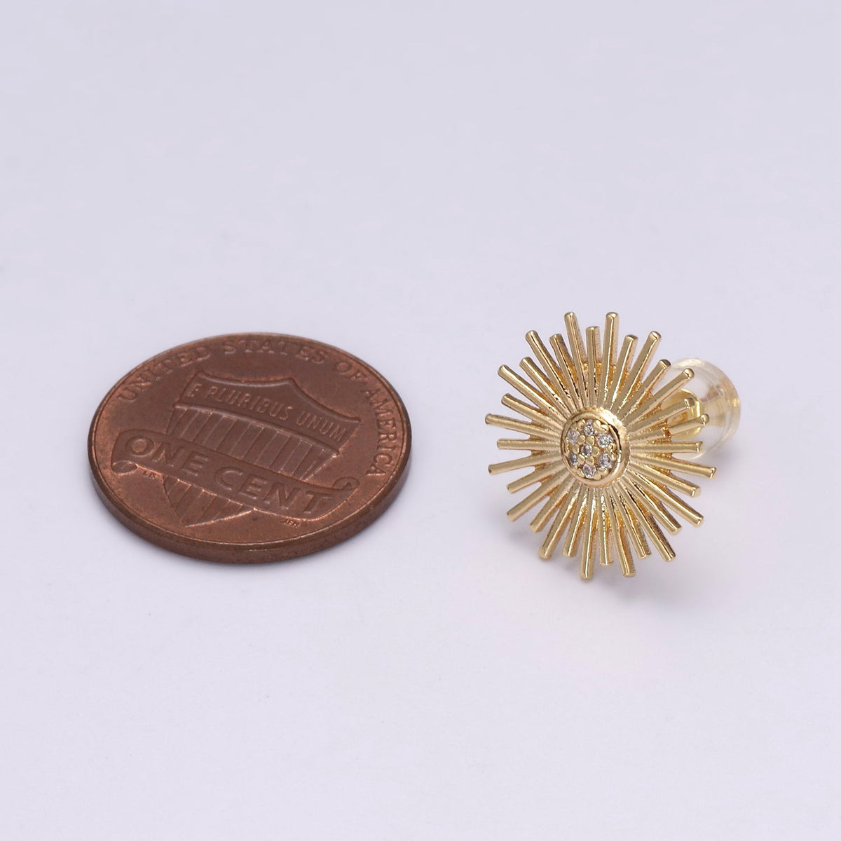 Dainty Sun earrings • sunburst stud earrings • gold sun earrings • gold stud earrings • Cz Everday earrings • small earrings T-234