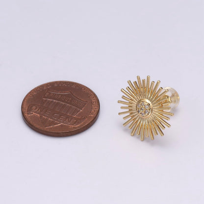Dainty Sun earrings • sunburst stud earrings • gold sun earrings • gold stud earrings • Cz Everday earrings • small earrings T-234