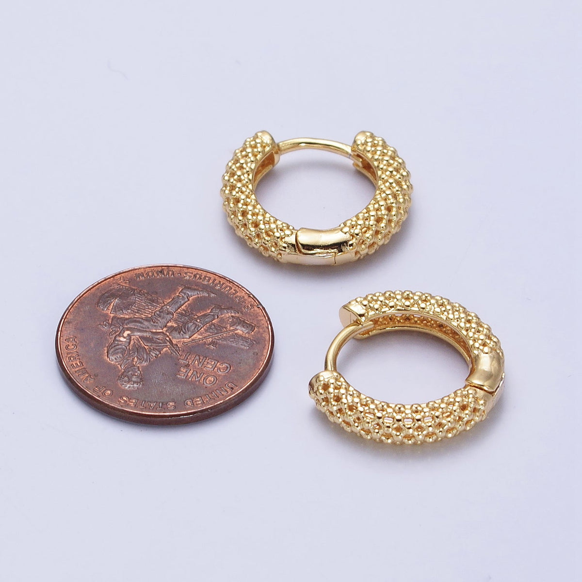 16K Gold Filled 16mm Filigree Geometric Huggie Earrings in Gold &amp; Silver | AB453 AB438