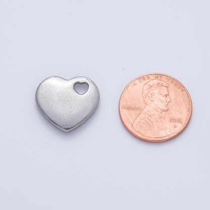 Gold, Silver 16mm Minimalist Heart Slide Charm Bead | B290