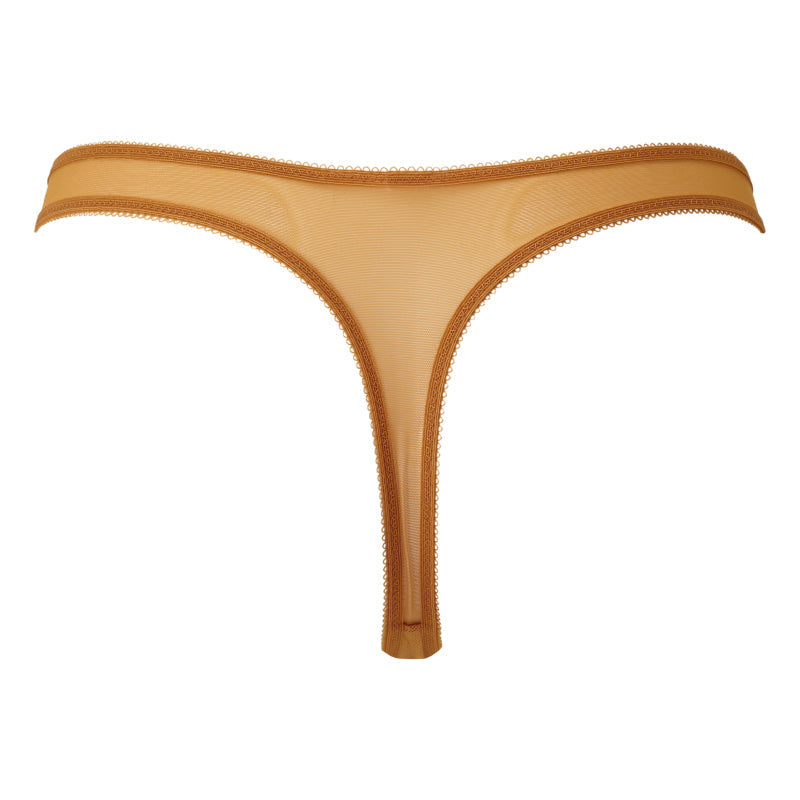 Gossard Glossies Lace Spiced Honey Sheer Thong Panty