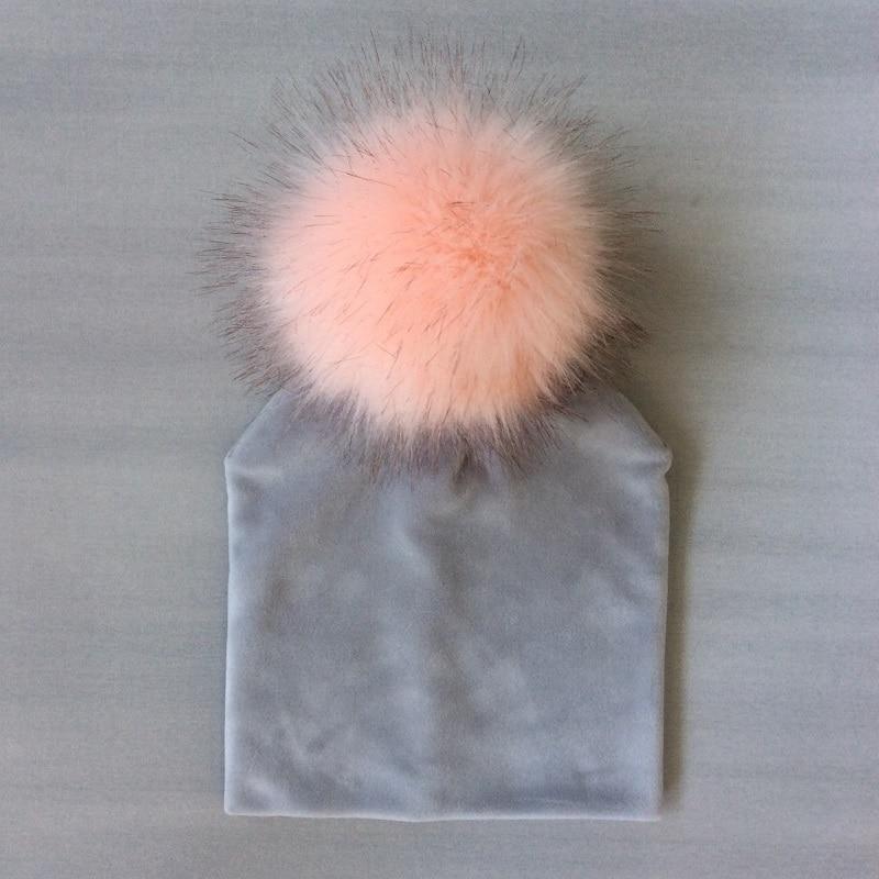 Kids Girls Solid Hat With Pompon Baby Beanie Pompom Cap Children&