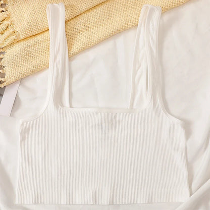Square Neck Crop Top Women Seamless Underwear Top Solid Color Off Shoulder Cami Sexy Lingerie Sleeveless Tank Top Camisole