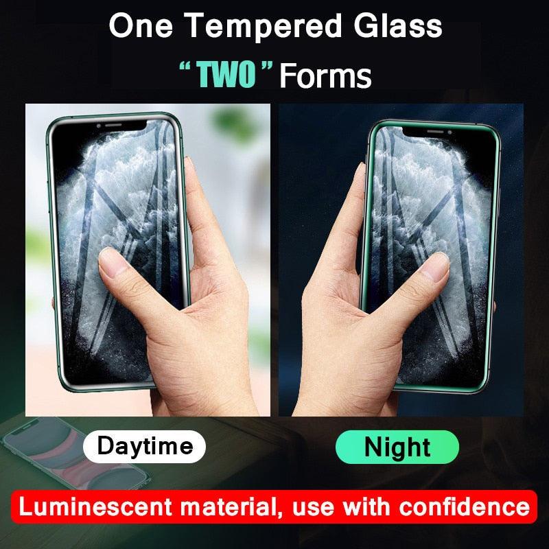 3Pcs Luminous Screen Protectors for iPhone 14 11 Pro Max 12 Mini XR X XS Glowing Tempered Glass for IPhone 13 Pro MAX 8 7 Plus Tempered-Glass Screen Protector Compatible with iPhone