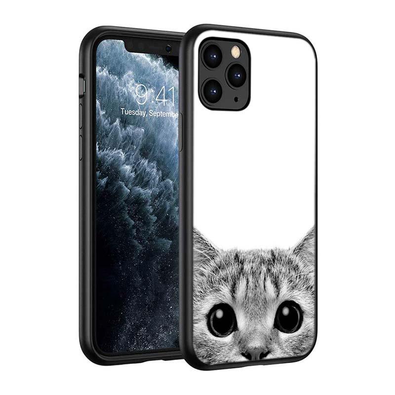 Black Big Eye Cat Cover Phone Case For iPhone 14 13 12 11 Pro Max Mini XS Max X XR Silicone Black Anti-Fingerprint Anti-Fall Clear Soft Anti-Yellow Cover Silicone Case
