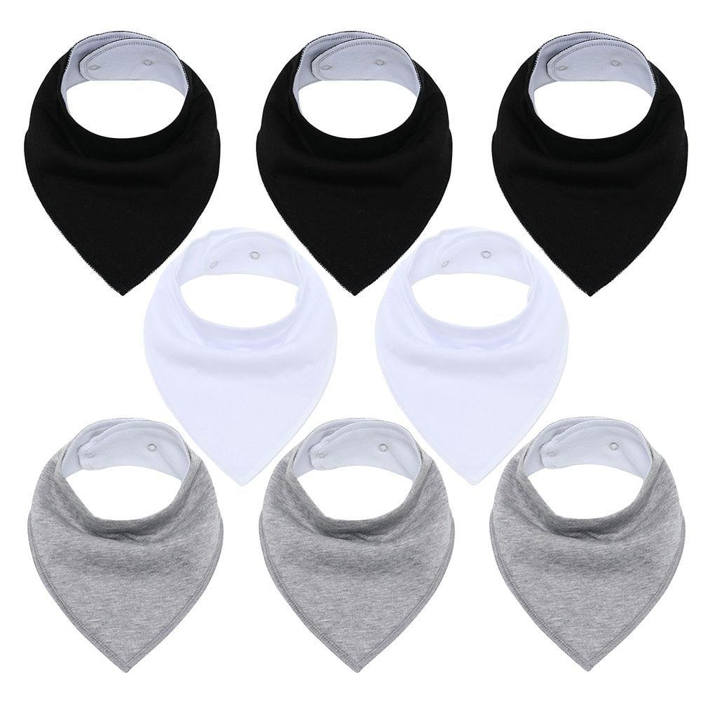 8PCS/SET Comfortable Colorful 100% Organic Cotton Adjustable Snaps Bandana Saliva Bibs For Baby Boys &amp; Girls Kids