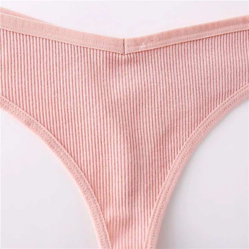 3-Piece Cotton G-String Thongs for Women – Breathable Low-Rise Panties