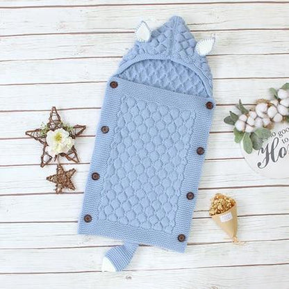 Stevvex Knitted Newborn Baby Blanket Baby Sleeping Bags Stroller Bedding Warm Swaddle Wrap