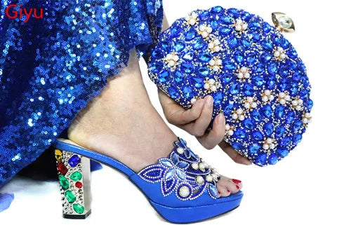 Doershow New Arrival Shoes and Bag Set African Sets 2024 green Nigerian Women Shoes and Matching Bags Set for wedding   HAA1-8