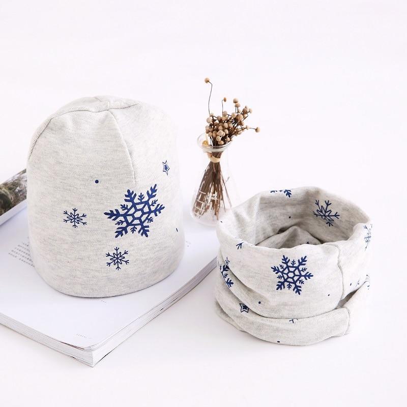 Star Print Cotton Hat And Scarf  Baby Beanie Kids Caps Children&