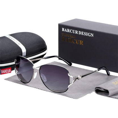 Elegant Women Gradient Luxury Polarized Sunglasses Luxury Round Eyewear With Metal High Quality Frame  lunette de soile
