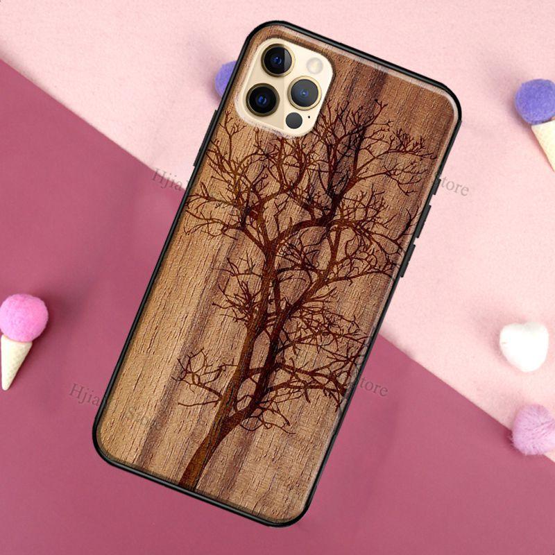 Vintage Tree Flower Bamboo Wood Case For iPhone Pro Max 12 13 min SE For iPhone 13 Shockproof Wooden Texture Protective Cover Unique &amp; Classy Wooden Case