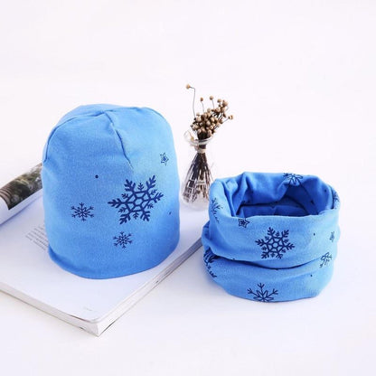 Star Print Cotton Hat And Scarf  Baby Beanie Kids Caps Children&