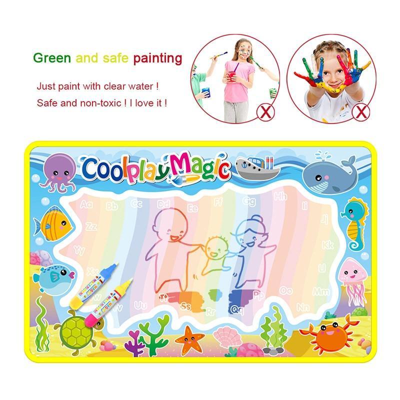 Magic Water Painting Drawing Mat &amp; 2 Pens Doodle Board Coloring Books for Kids Children Educational Toys