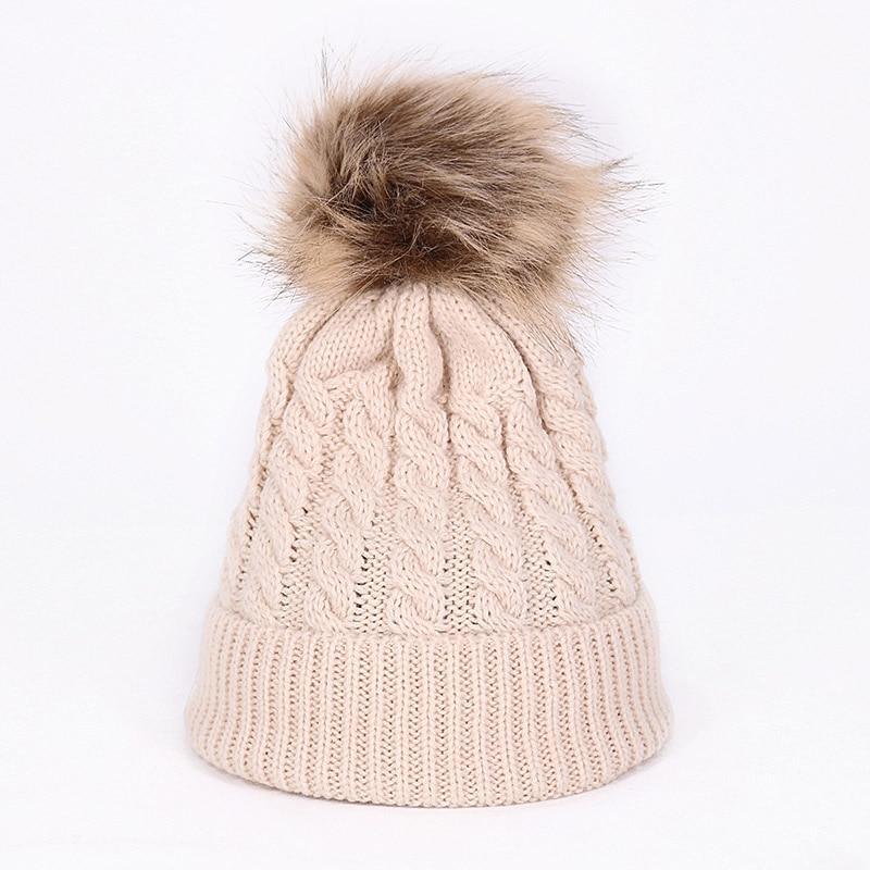Winter Warm Baby Hat Fur Pompom Knitted Baby Hat Cap Infant Toddler Kids Hat Beanie In Modern Designer Style