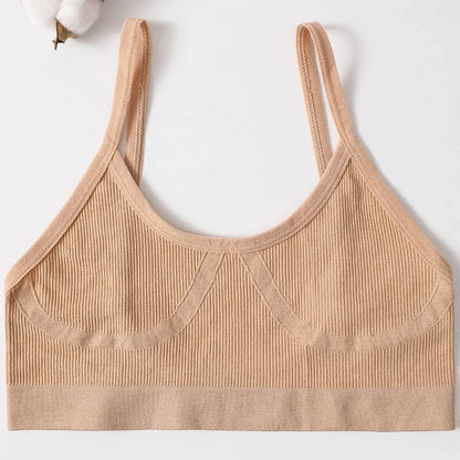 Women U-Neck Thin Strap Ribbed Wireless Bralette Push Up Bras Sport Seamless Underwear Without Pads Sexy Lingerie Crop Top M-XL