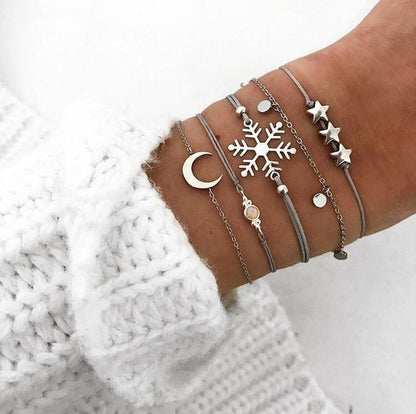 Boho Rose Map Bracelets &amp; Bangles for Women Bohemian Round  Charm Bracelet Set Fashion Multilayer Accessories Luxury Jewelry