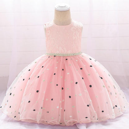 New Baby  Dots Printing Princess  Birthday Dress Ball Gown  Clothing Unique Design Perfect Gift