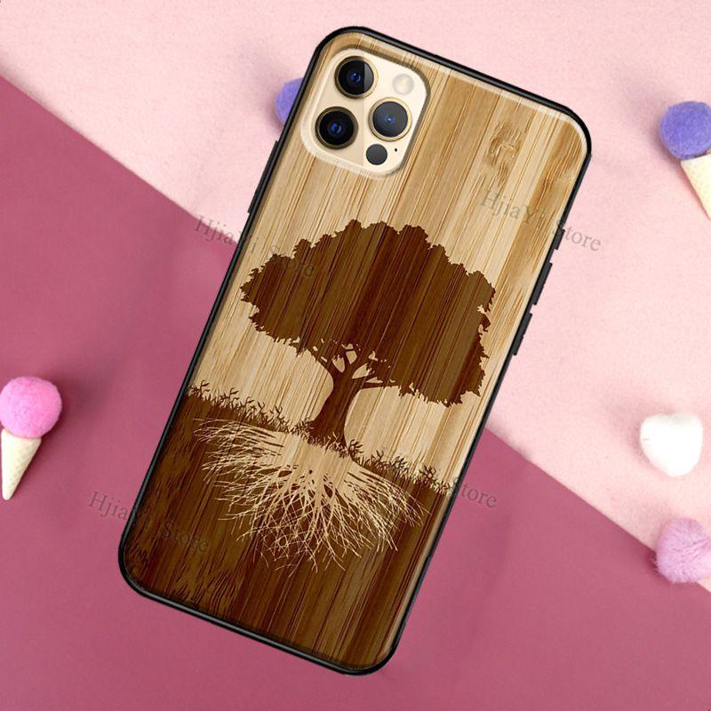 Vintage Tree Flower Bamboo Wood Case For iPhone Pro Max 12 13 min SE For iPhone 13 Shockproof Wooden Texture Protective Cover Unique &amp; Classy Wooden Case