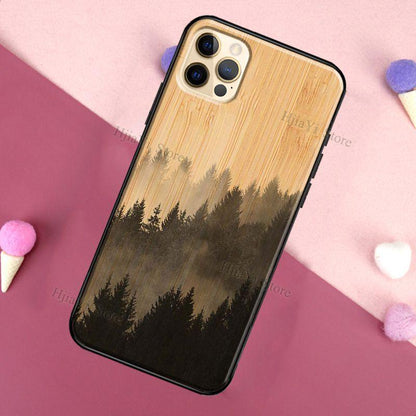 Vintage Tree Flower Bamboo Wood Case For iPhone Pro Max 12 13 min SE For iPhone 13 Shockproof Wooden Texture Protective Cover Unique &amp; Classy Wooden Case