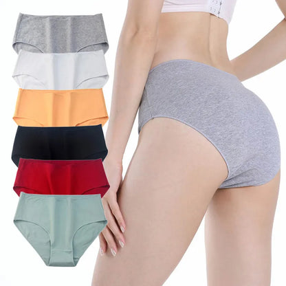 2Pcs/Set Cotton Briefs High Rise Panties Women Solid Color Underwear Comfort Lingerie M-2XL Panty Female Underpants Intimates