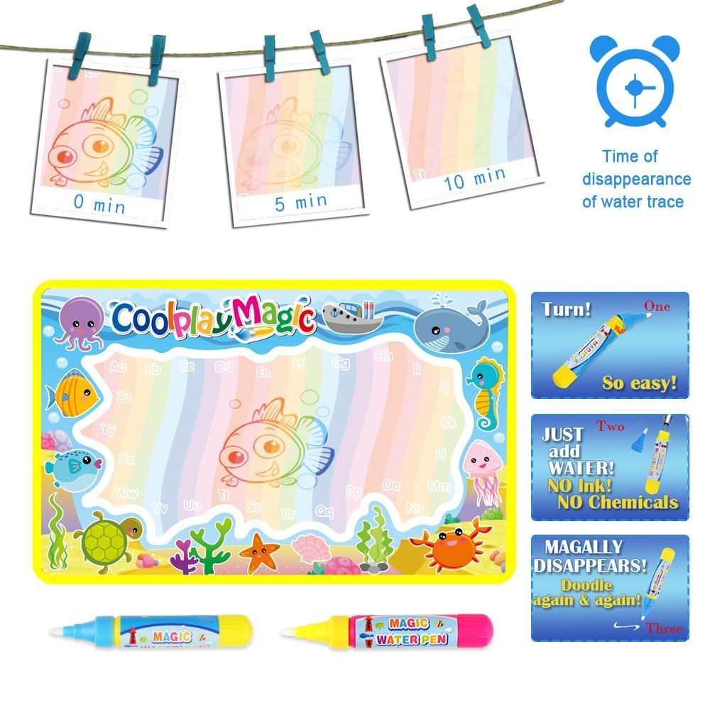 Magic Water Painting Drawing Mat &amp; 2 Pens Doodle Board Coloring Books for Kids Children Educational Toys