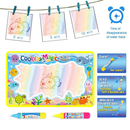 Magic Water Painting Drawing Mat &amp; 2 Pens Doodle Board Coloring Books for Kids Children Educational Toys
